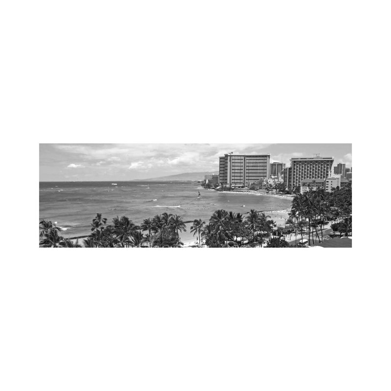 Honolulu Panoramic Skyline Cityscape (Black & White) - Wrapped Canvas Panoramic Print