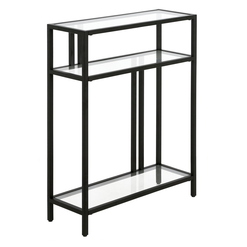 Adamsville 55.9cm Glass Top Console Table, Blackened Bronze