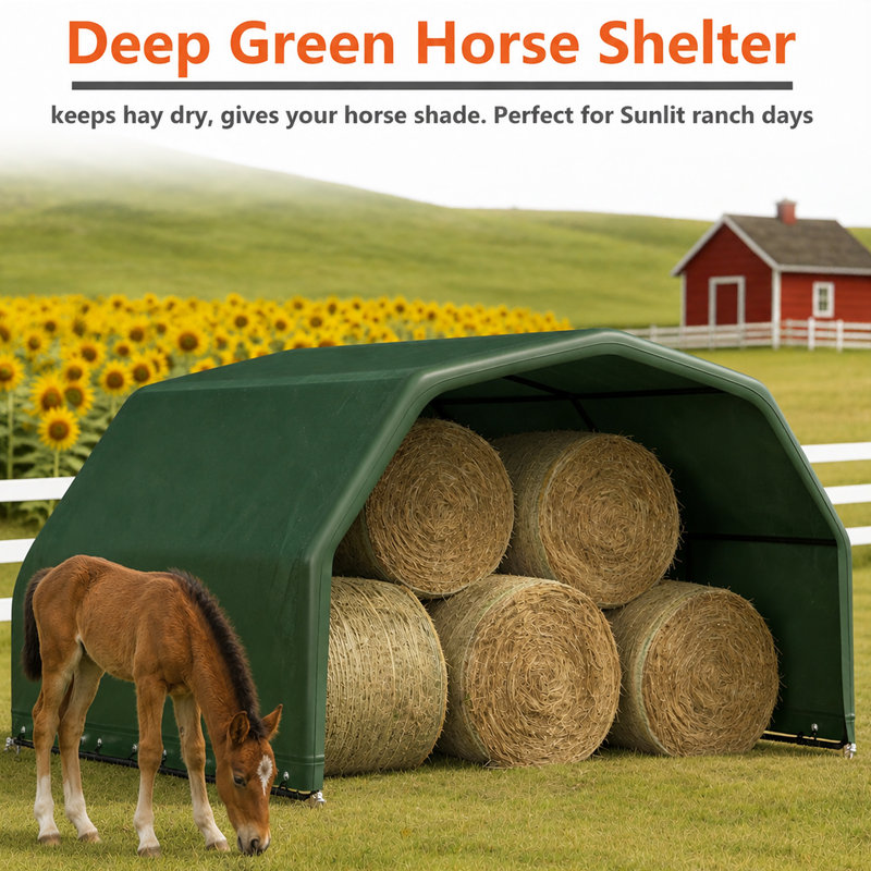 8' x 8' Portable Livestock Shelter, Heavy-Duty Steel Frame with Waterproof UV-Resistant Cover, Goat & Sheep Shelter for Small Livestock, Miniature Horses & Foals, 70.8" H
