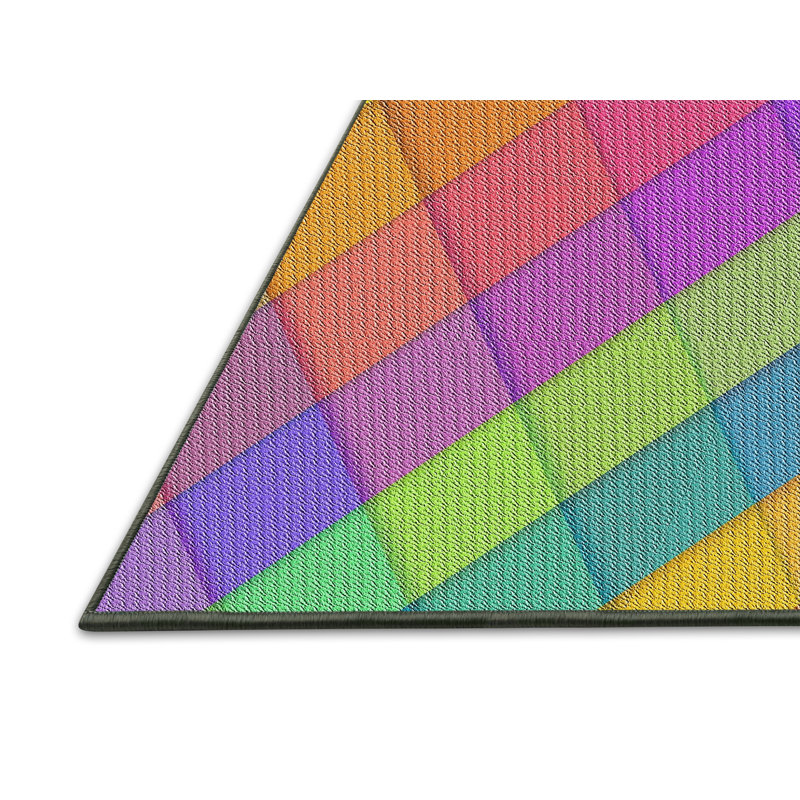 Tapis décoratif rose à motif géométrique Rivero, Rectangle 5 pi x 7 pi