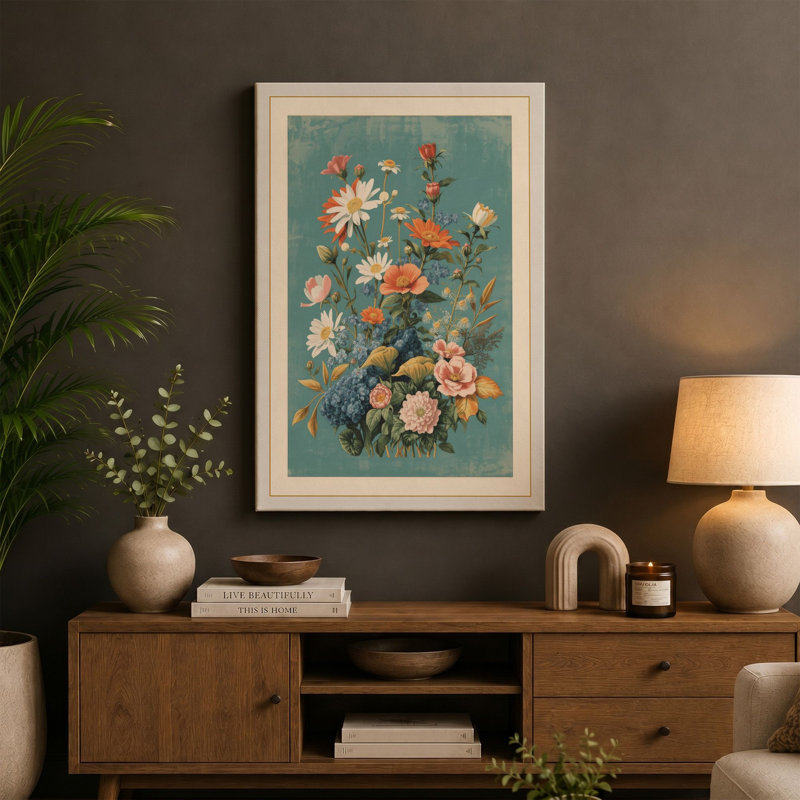 Arrangement Botanical - Wrapped Canvas, 30x20 - 76.2 x 50.8 cm, White Border