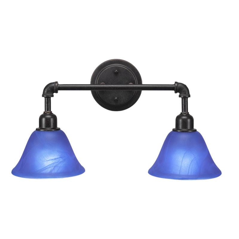 Éclairage pour meuble-lavabo 2 lumières rétro Rutha, Bleu italien, Granite noir