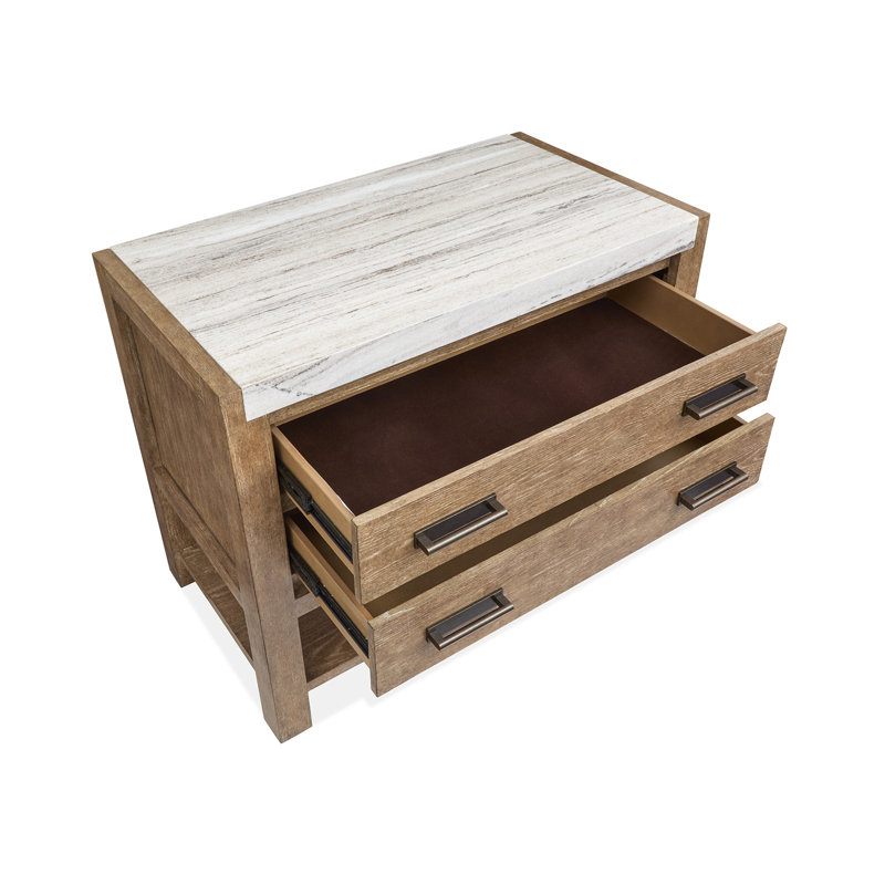 Grand lit avec panneau de rangement Wilmot, 2 pièces : Lit, table de chevet, Grand