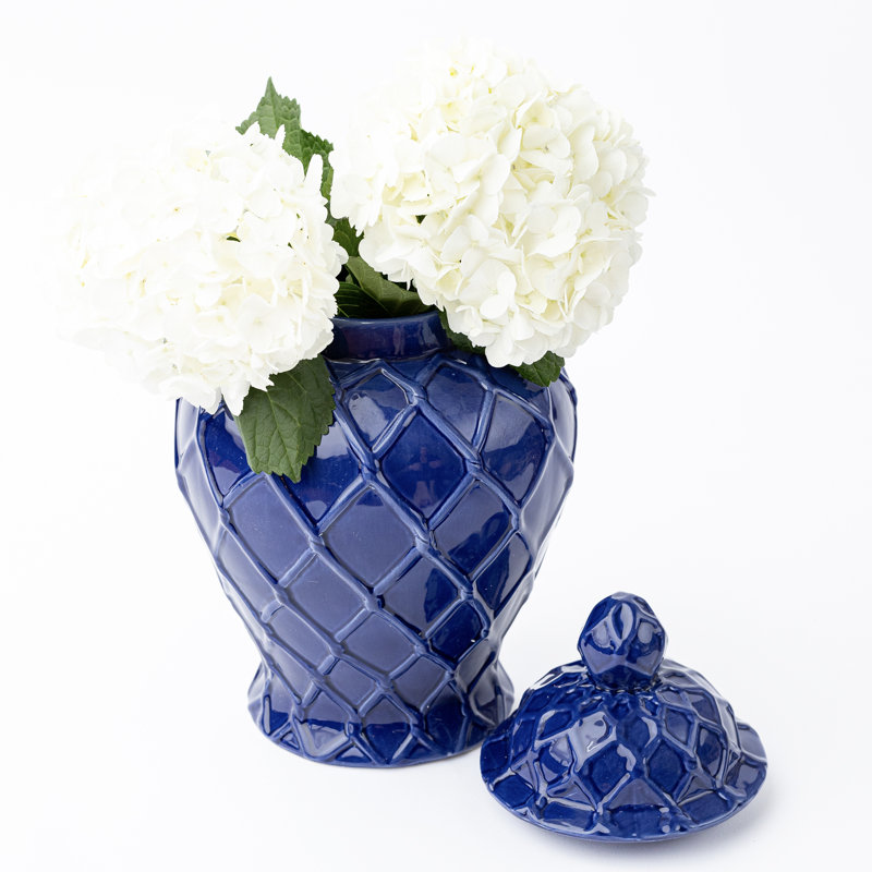 Navy Extra Large Textured Ginger Jar, Overall height - 14"