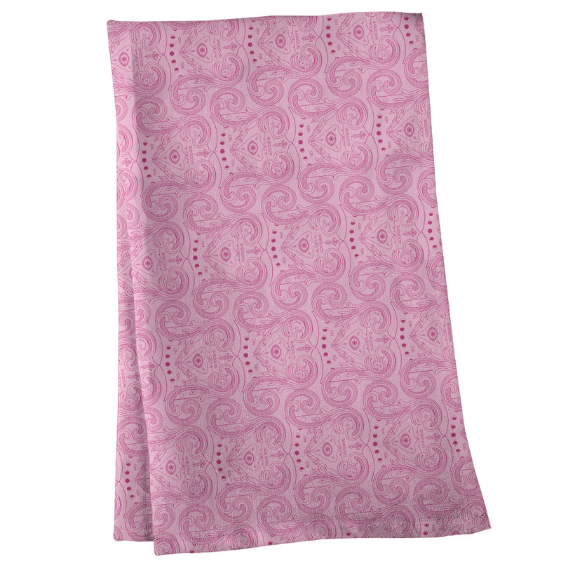 Serviette de thé à motif troisième œil, Sergé de coton, Rose et pastel