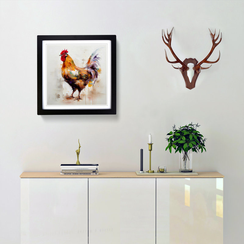Chicken Gestural Art No.1 - Framed Print, Black
