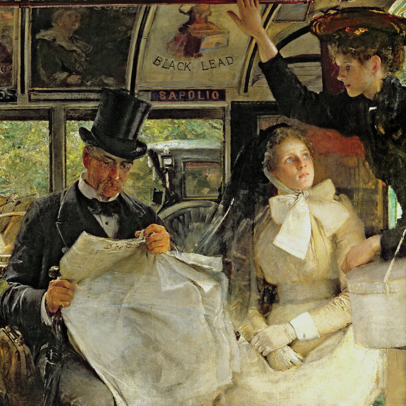 «The Bayswater Omnibus 1895», reproduction de peinture à l'huile sur toile encadrée, H 29,5 po x l 39,5 po x P 1,75 po