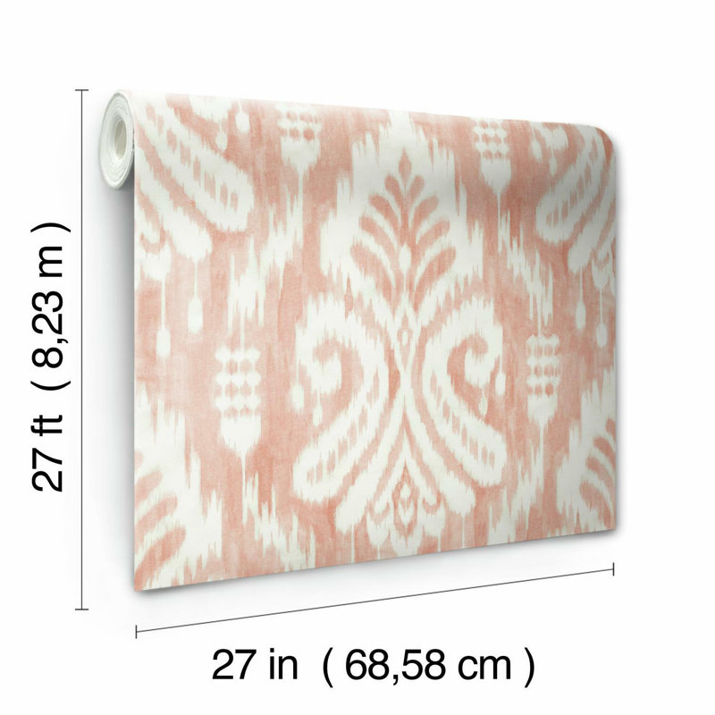 Papier peint Hawthorne Ikat, Corail
