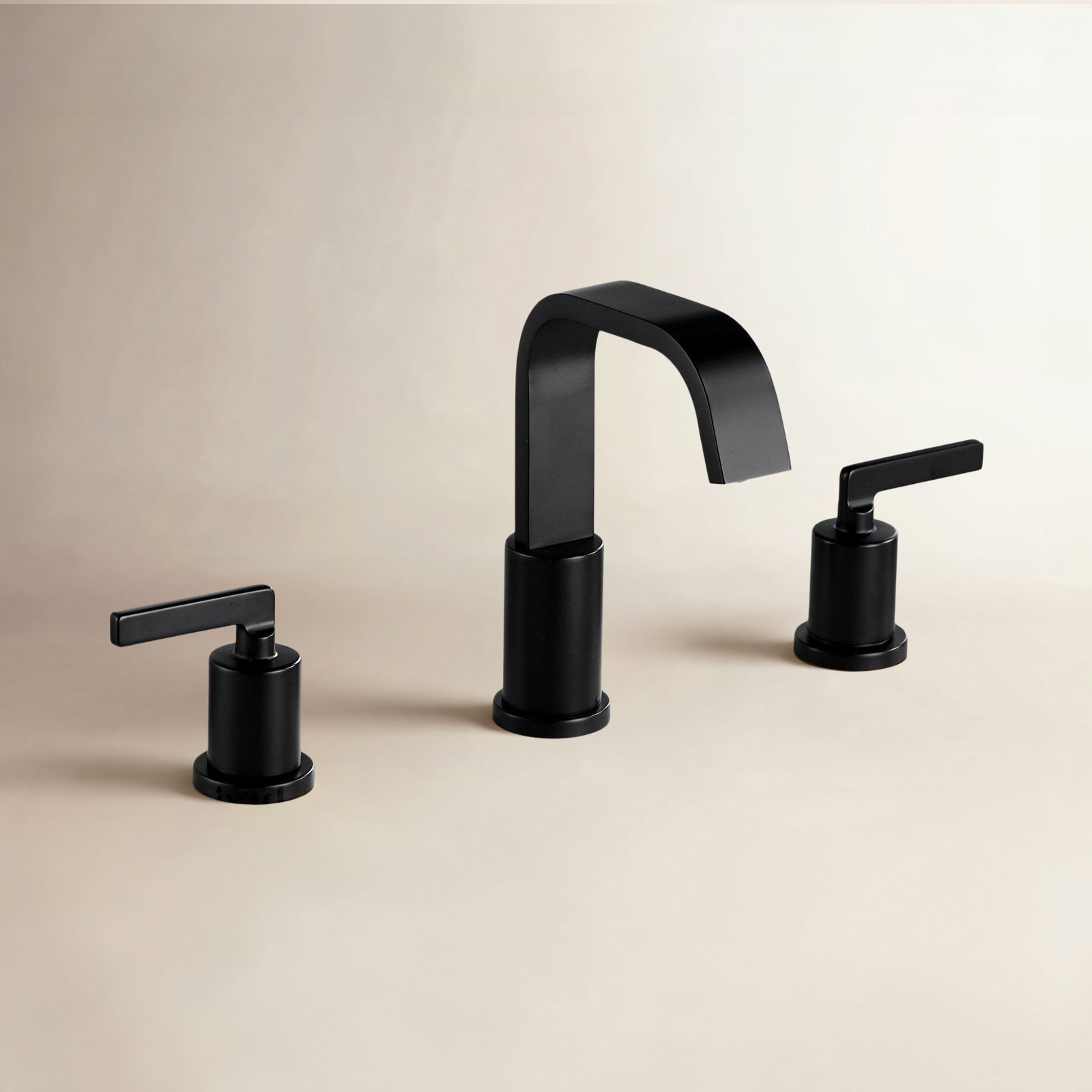 Widespread Bathroom Faucet with Drain Assembly, Matte Black
