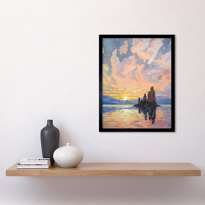 Khanna Sunrise Atmospheric Clouds Over Mono Lake Mountain Lakeside Landscape - Single Picture Frame Print