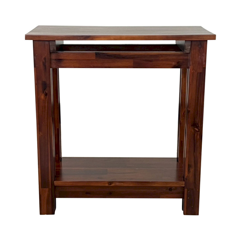 Table de bout en bois massif avec rangement Damius, Acajou
