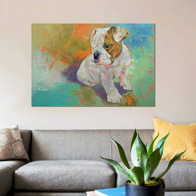 « bouledogue chiot », reproduction sur toile, H 8 po x l 12 po x P 0,75 po, Toile tendue, Pas de tapis