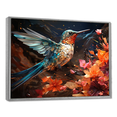 Colibri bleu sarcelle «Enchanting Hum Geometric II», impressions sur toile
