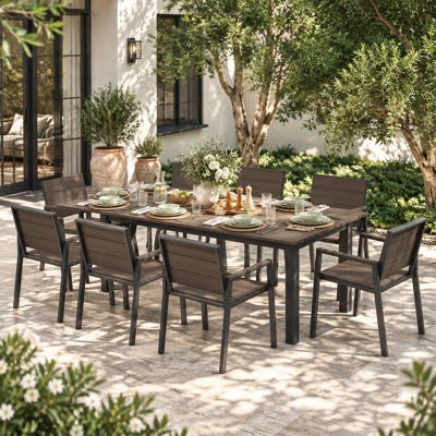 9-Piece Patio Dining Set with Umbrella Hole