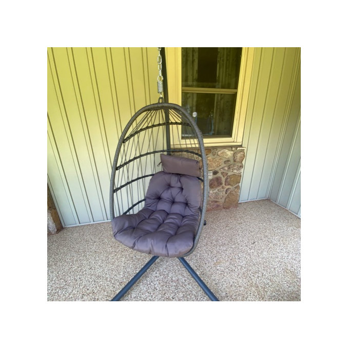 Iyanna Porch Swing with Stand - Dark Gray (Color: Natural/Black)