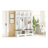 Farmhouse 59"W Wide Hall Tree With 8 Hooks, Practical Entryway Bench With Open Compartments, 76.7"H Modern 3-In-1 Wooden Style Coat And Shoe Rack For Mudroom, Living Room, White-2017843851