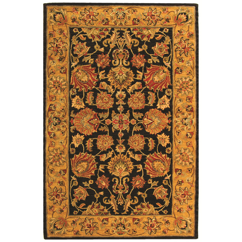 Tapis gris anthracite / or en laine touffeté à la main Cranmore, Rectangle 3 pi x 5 pi