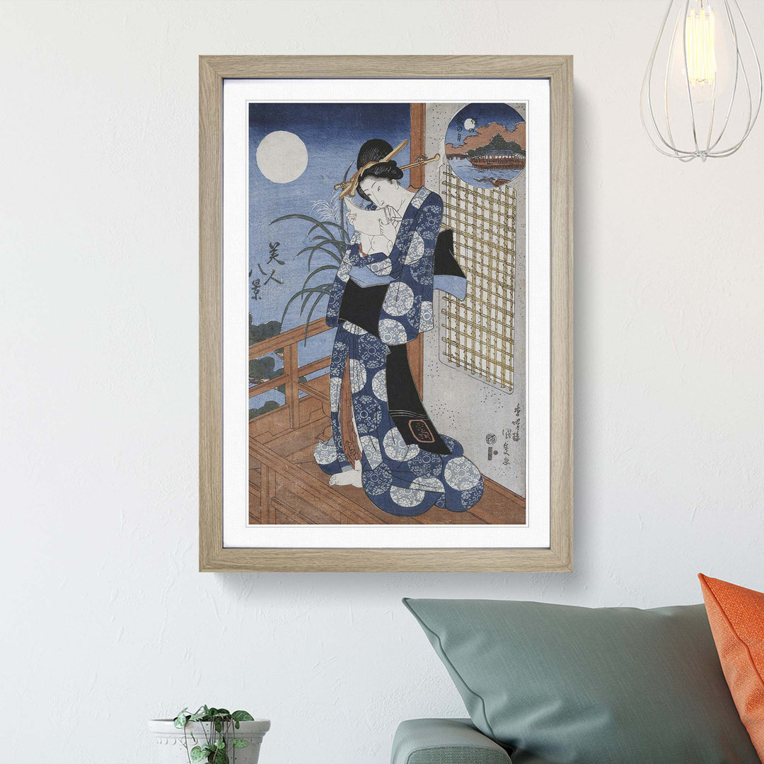 Autumn Moon over Miho by Utagawa Kunisada - Framed Print