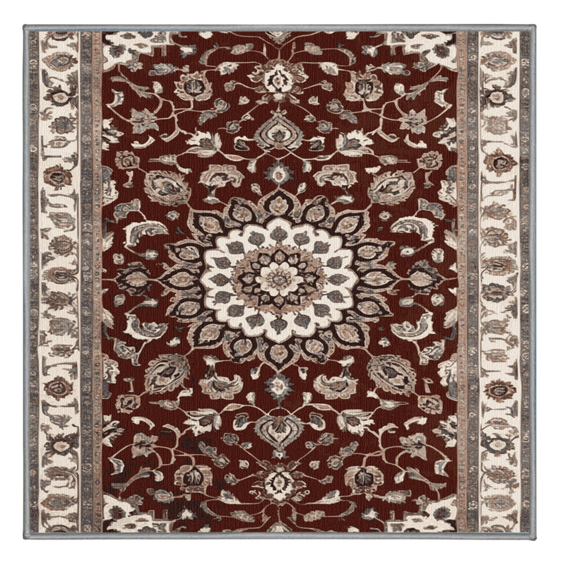 Tapis persan gris lavable à la machine, Carré 5 pi