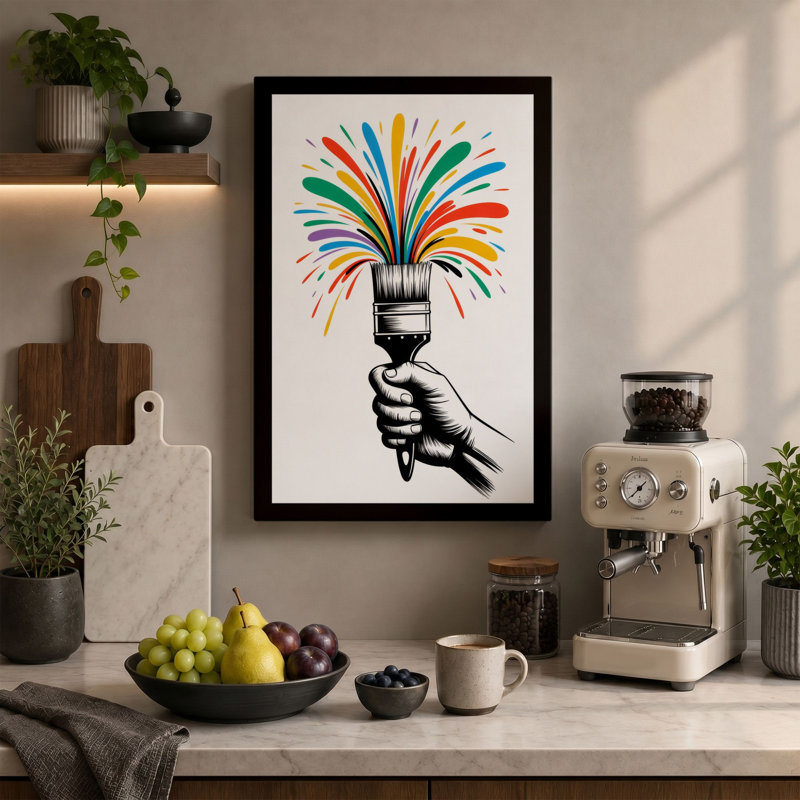 Creative Burst Modern 1 Piece Wrapped Canvas Wall Art, 18x12 - 45.7 x 30.5 cm, Terracotta Border