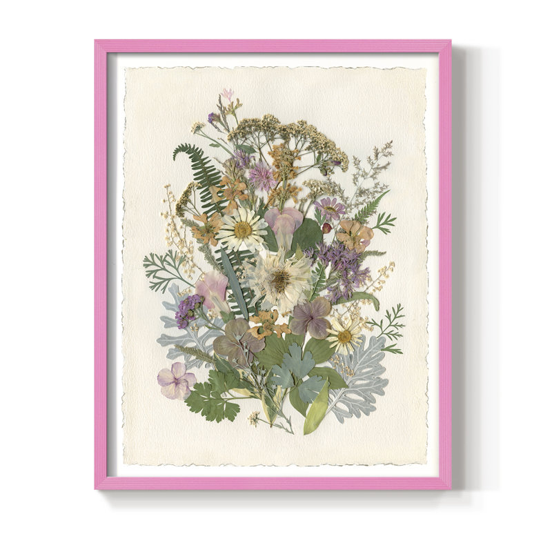 Organic Bouquet II, reproduction encadrée - bois massif, Rose, H 21 po x l 17 po