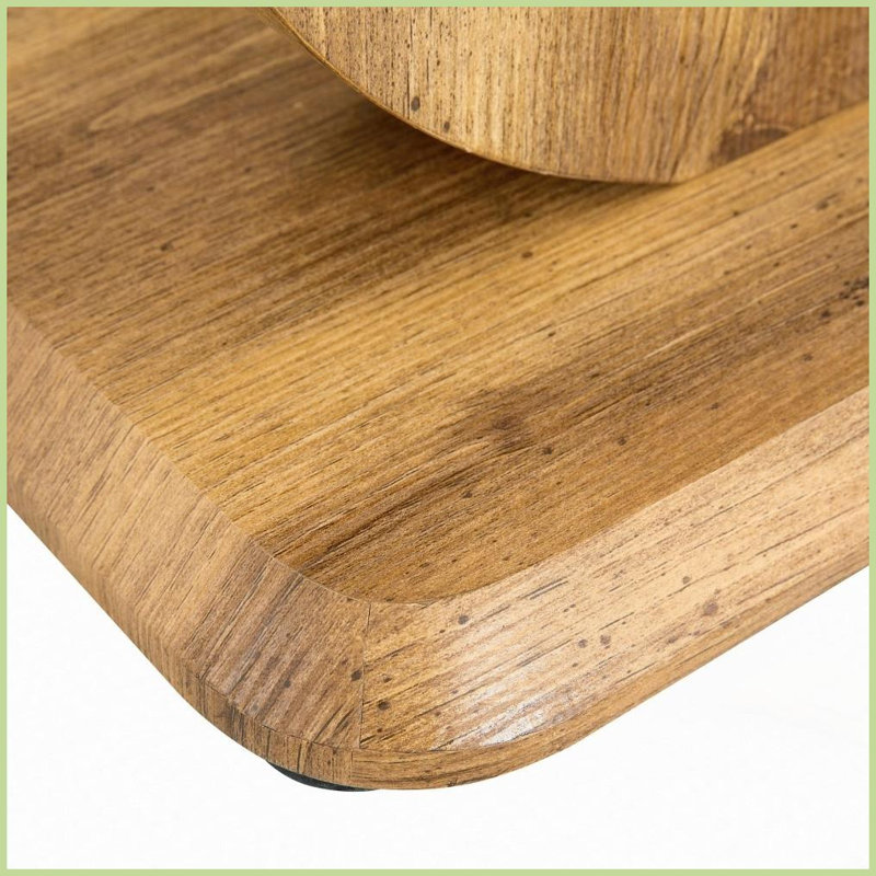 Table basse moderne en verre transparent avec base en bois aggloméré - Facile à nettoyer, peu encombrante, Naturel