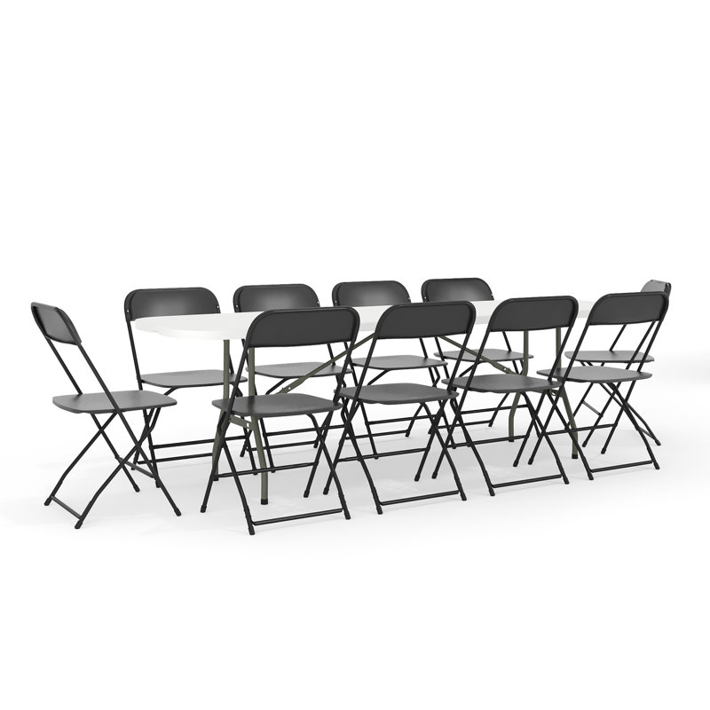Parker 11-Piece Folding Rectangular Training Table and Chairs Set by Flash Furniture