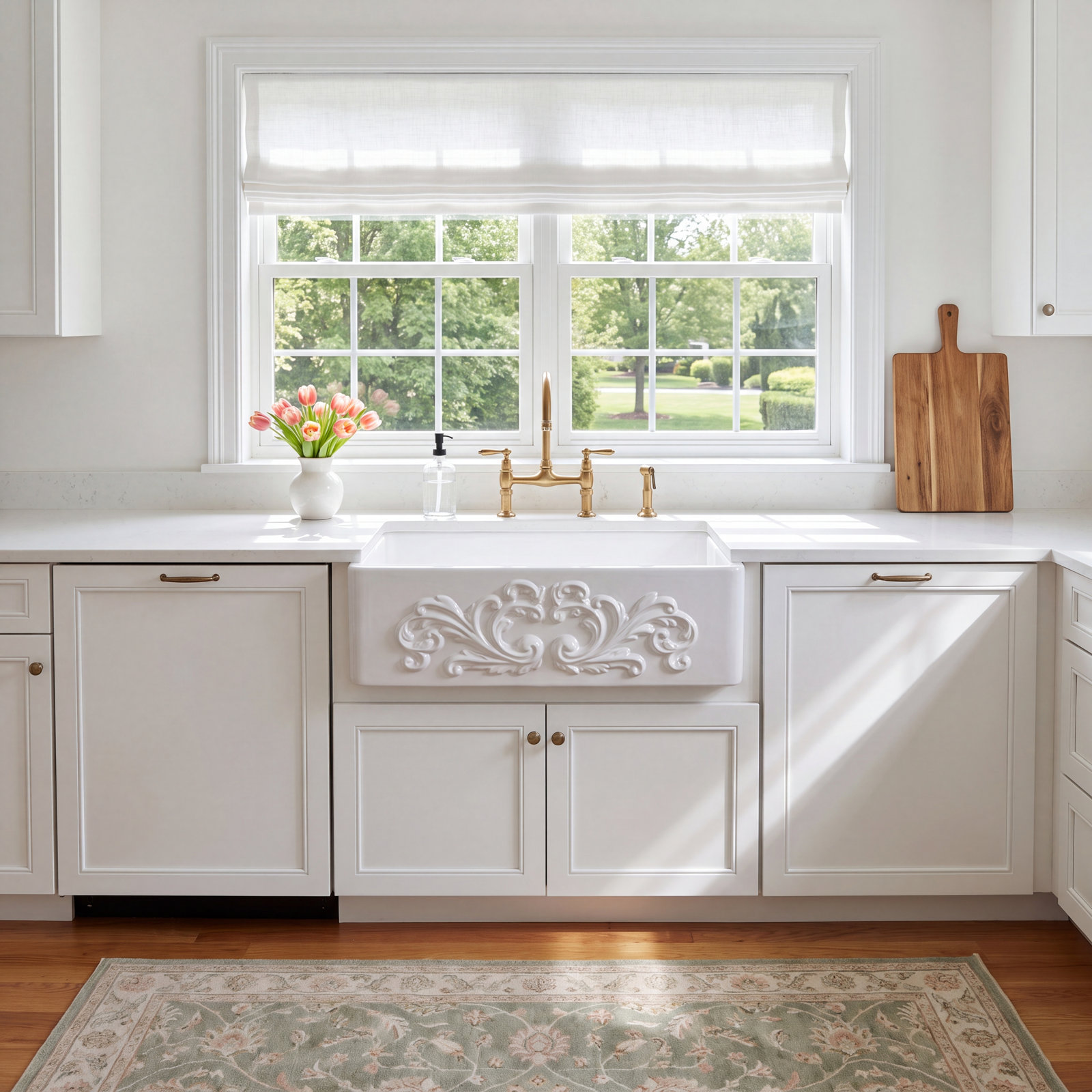 Vineyard 33" Fireclay Farmhouse Kitchen Sink, White