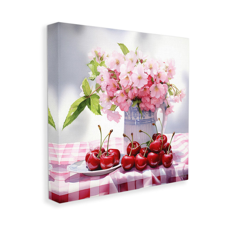 "Cherries & Blossoms Bouquet", art mural par RB, H 17 po x l 17 po