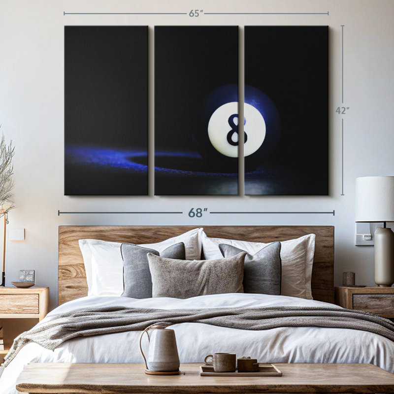 «8 Ball», 3 pièces sur toile, H 42 po x l 65 po x P 1,25 po