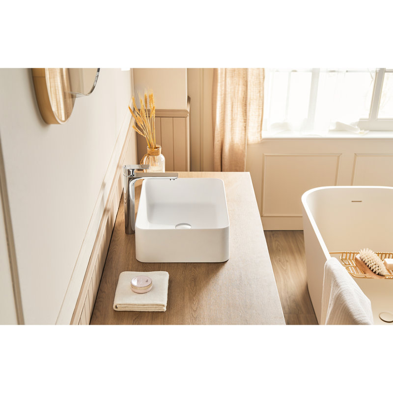 Lavabo vasque à surface solide 20 po x 14 po blanc mat - Matériau et finition faciles à nettoyer