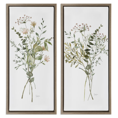Ensemble de 2 toiles flottantes encadrées de style aquarelle, par Livi Finn