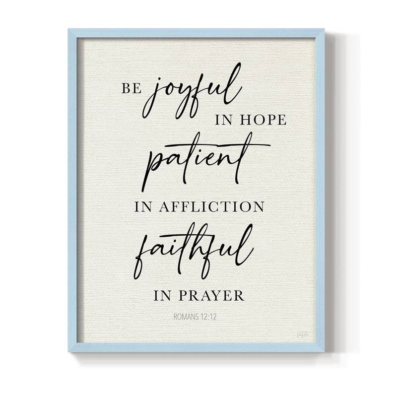 «Be Joyful in Hope», reproduction encadrée - bois massif, H 21 po x l 17 po, Bleu