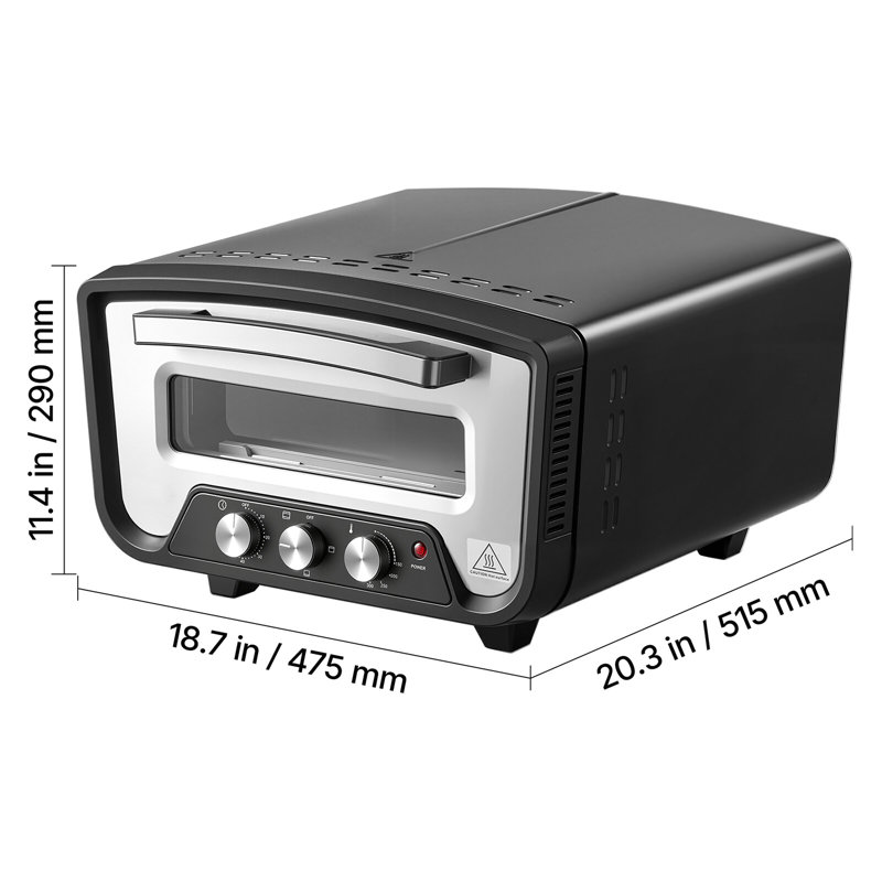 Electric Pizza Oven, 12-Inch Countertop Pizza Maker, 1700W, 805℉ for Home Kitchens and Restaurants, Durable Steel Shell, Separate Temperature and Timer Controls, Commercial Pizza Cooker with Stone