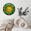 Horloge abstraite circulaire jaune vert