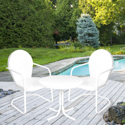 Ensemble 3 pièces de chaises d'extérieur en tulipe rétro et table d'appoint pour l'extérieur
