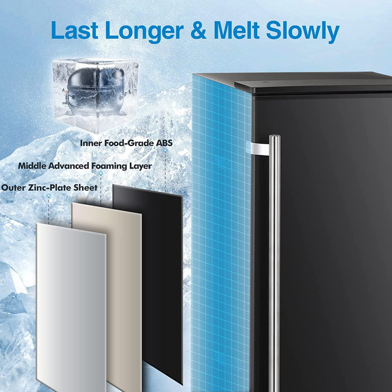 HAVATO 80 Lb. Daily Production Cube Clear Ice Freestanding Ice Maker, Black