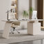 Bureau blanc rectangulaire en bois manufacturé avec 3 tiroirs-109123010-109123008