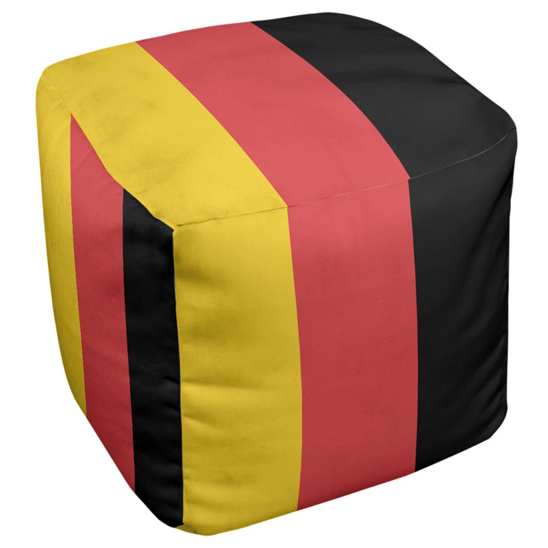 Repose-pieds cube rayures maryland, Jaune / Rouge / Noir