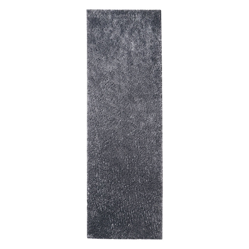 Tapis gris à poils longs patiné, Tapis de couloir 2 pi 8 po x 8 pi