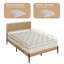 Structure de lit pleine grandeur en rotin Boho avec tête de lit en rotin naturel, plateforme en bois et en métal, lattes silencieuses et rangement sous le lit-355972202