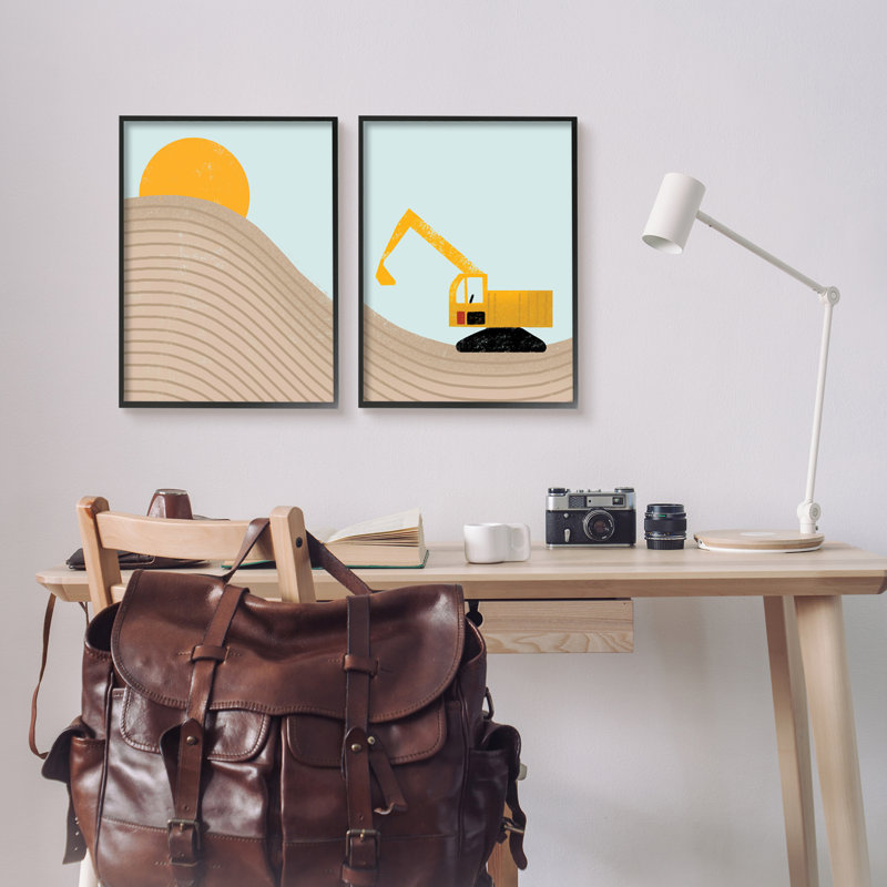 «Construction Truck Under Desert Sun Mountain Wave» par Daphne Polselli - ensemble de 2 impressions, H 16 po x l 20 po