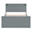 Lit double en bois massif et manufacturé pleine grandeur avec tête de lit à rangement avec prises, lit extensible avec lit gigogne simple avec trois tiroirs de rangement, gris-2322366-2322364