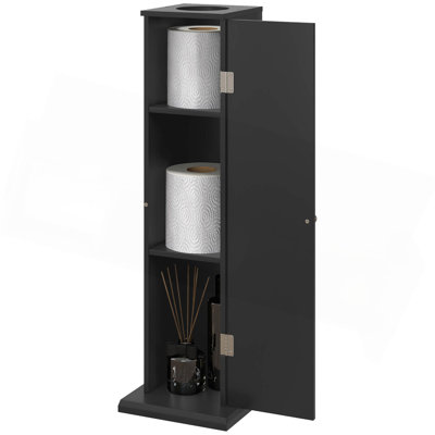 Toilet Paper Cabinet, Small Bathroom Corner Floor Cabinet with Doors and Shelves, Thin Storage Bathroom Organizer for Paper Shampoo