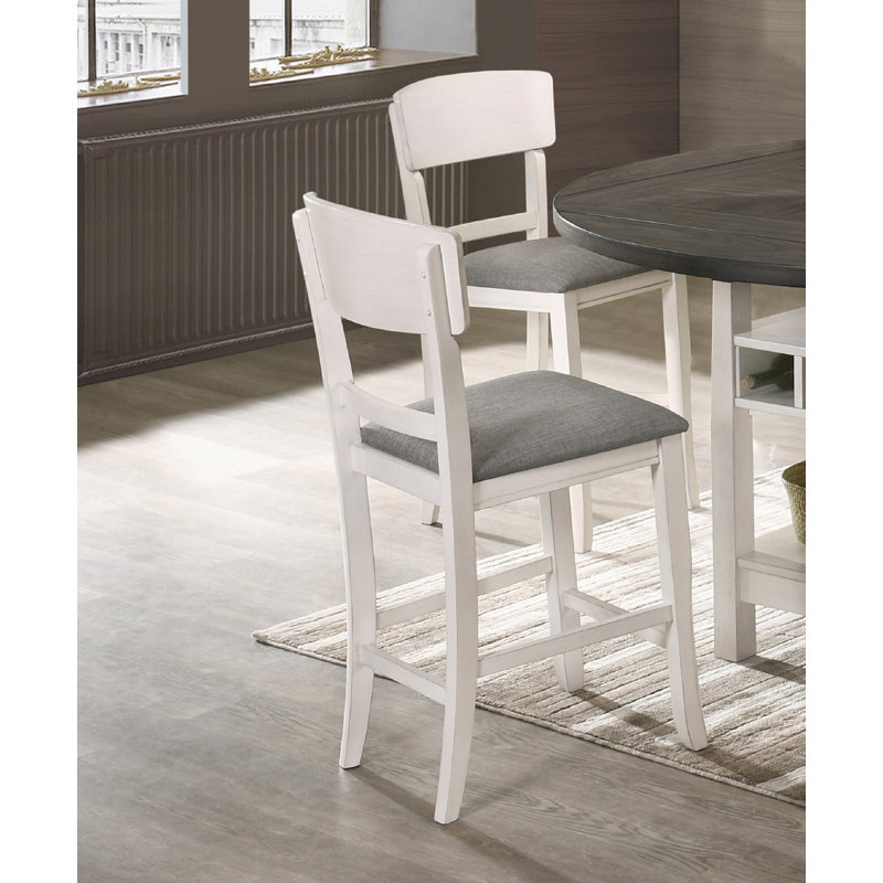 Tabouret de bar rembourré 2 pièces, Grey Seat/ White Frame