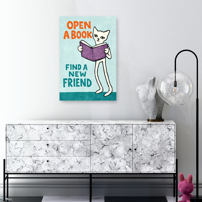 Art mural contemporain chat fantaisiste, H 36 po x l 24 po