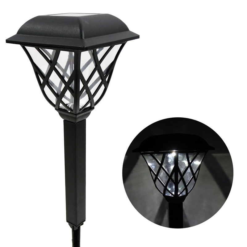 16" Black Stainless Steel Solar LED Pathway Lights, Set of 4