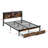 Queen Size Metal Platform Bed Frame With Wooden Headboard And , Charging Pattern, 2 Drawers For Storage, Led Lights, No Box Spring Required, Simple Assembly Merger. : Bed, Headboard, Merger Frame,-2087136375