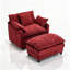 (Rouge) Fauteuil d'appoint moderne en chenille l 39,4 po avec repose-pieds