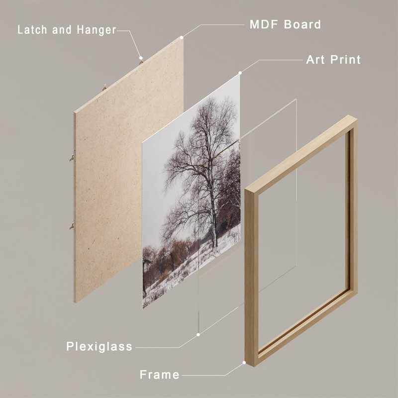 «Deer Winter Snow Frost Tree Cabin Nature», impression sur papier 4 pièces, Naturel, H 10 po x l 8 po